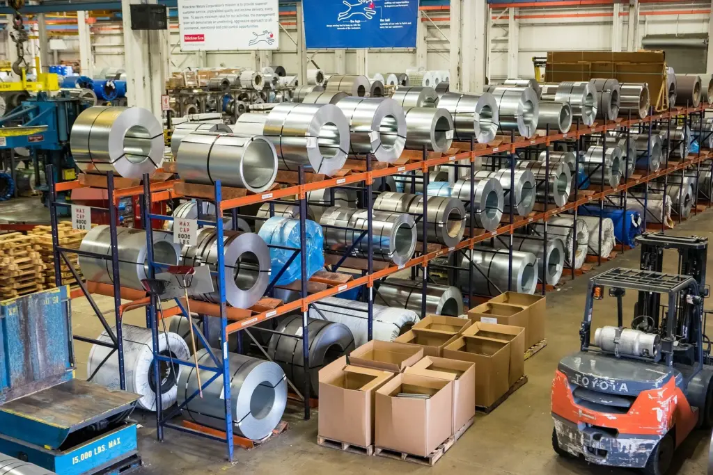 Aerial view of warehouse inventory.