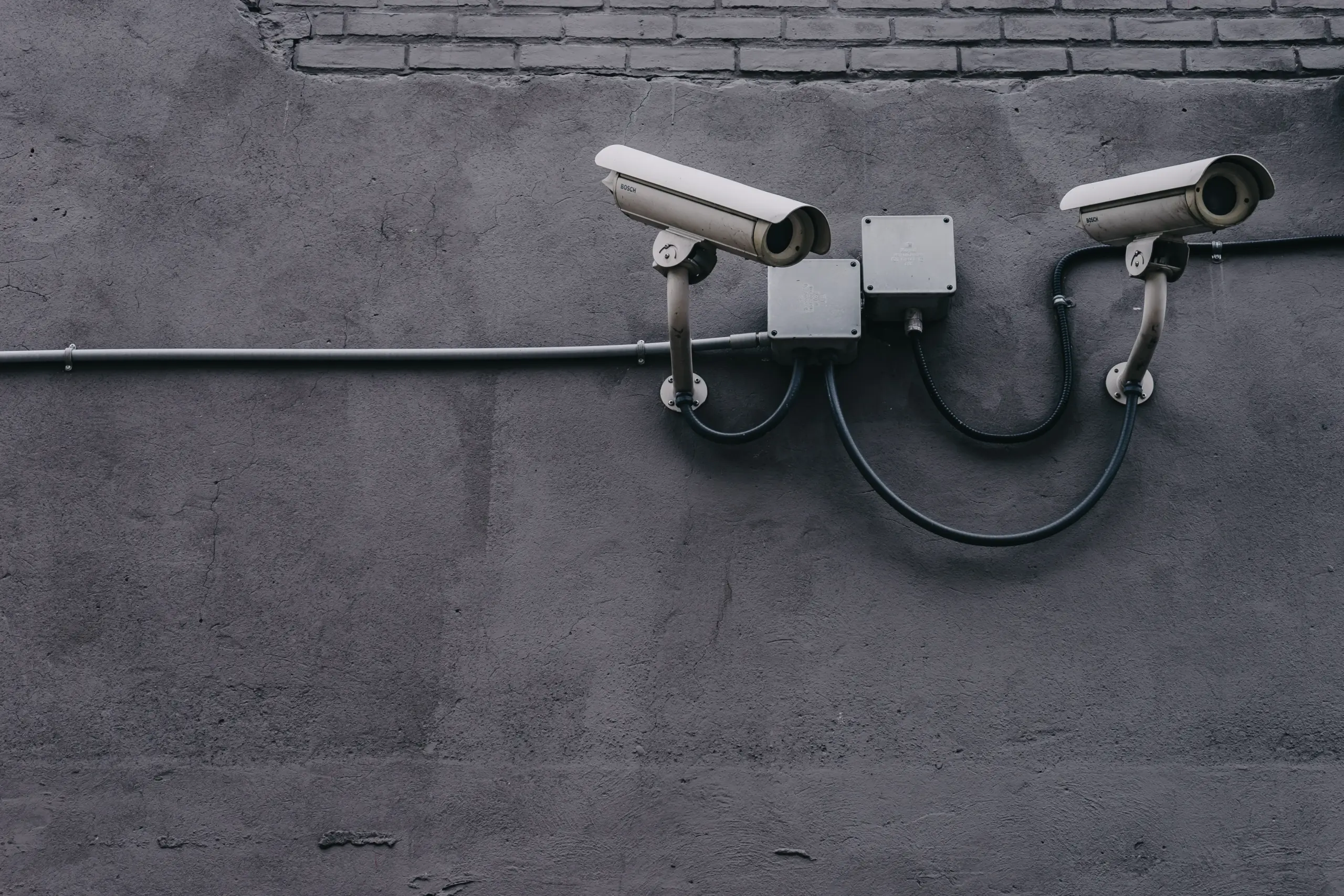 A photo of security surveillance cameras.