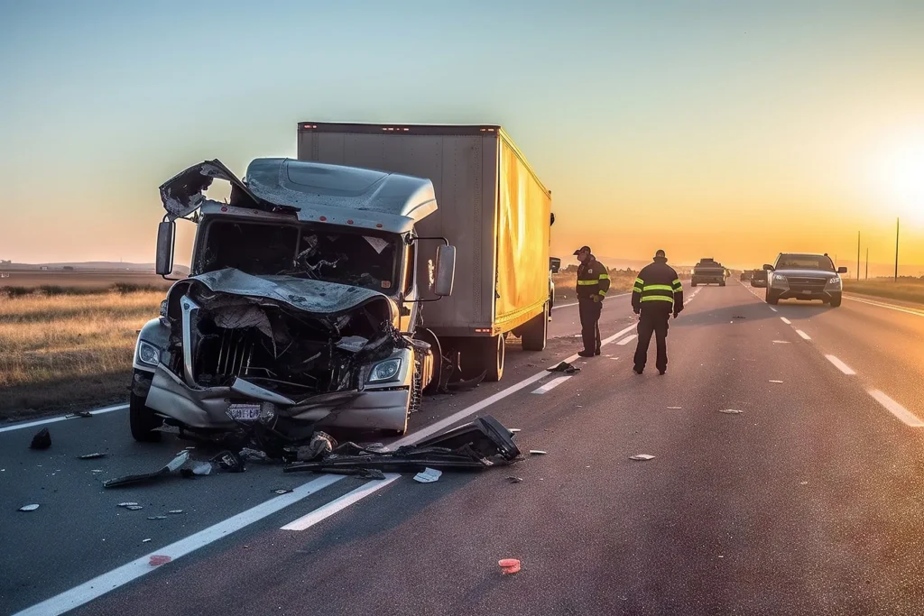 A totaled semi-truck cab.