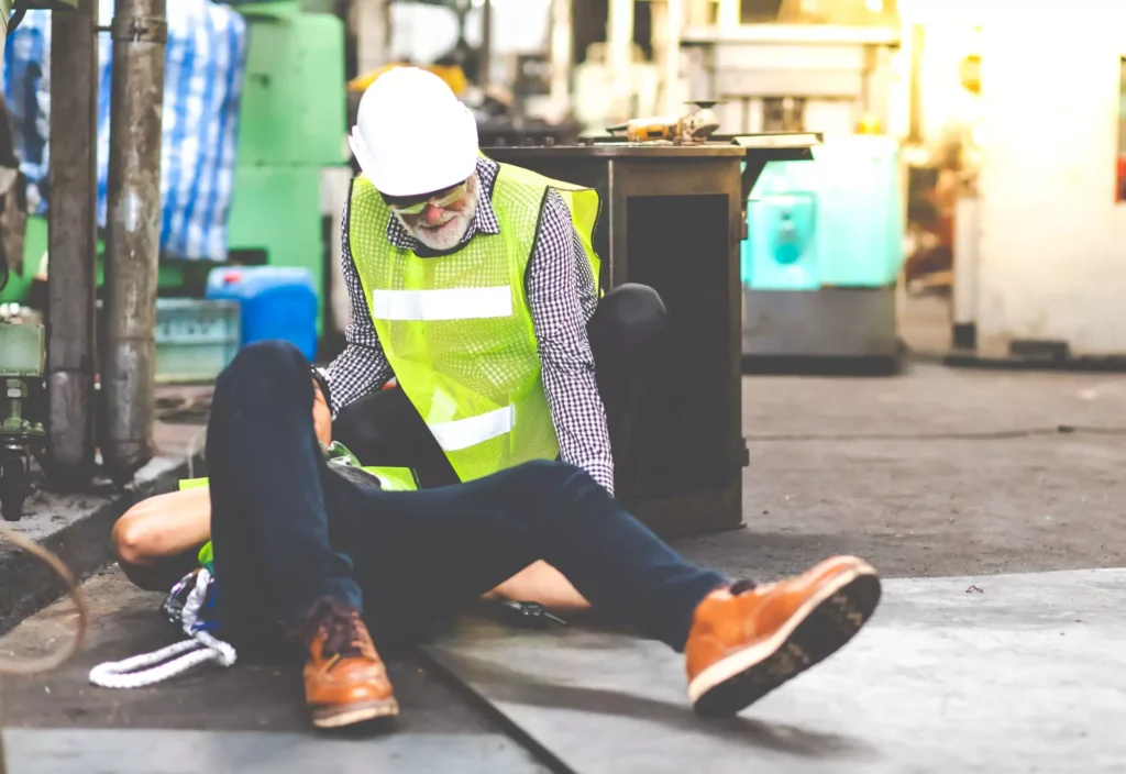 Someone injured at work after falling.
